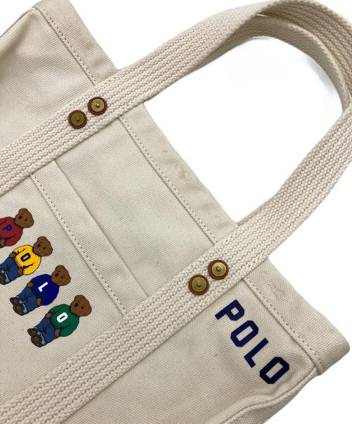 POLO RALPH LAUREN（ポロ・ラルフローレン）POLO RALPH LAUREN (ポロ・ラルフローレン) ポロべアキャンパスハンドバッグ ベージュの古着・服飾アイテム