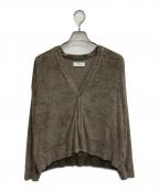 SOILソイル）の古着「Linen Polyester Pile V-Neck 1Button Cardigan」｜ブラウン