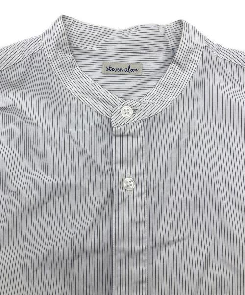 STEVEN ALAN（スティーブンアラン）STEVEN ALAN (スティーブンアラン) コットン ストライプ バンドカラー シャツ ネイビー×ホワイト サイズ:FREEの古着・服飾アイテム