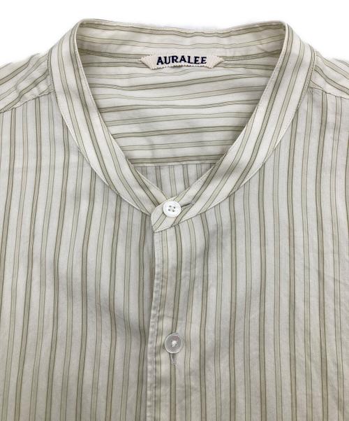 AURALEE（オーラリー）AURALEE (オーラリー) COTTON SILK STRIPE STAND COLLAR SHIRT ストライプ スタンドカラー シャツ ベージュ サイズ:SIZE4の古着・服飾アイテム
