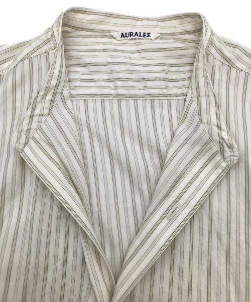 AURALEE（オーラリー）AURALEE (オーラリー) COTTON SILK STRIPE STAND COLLAR SHIRT ストライプ スタンドカラー シャツ ベージュ サイズ:SIZE4の古着・服飾アイテム