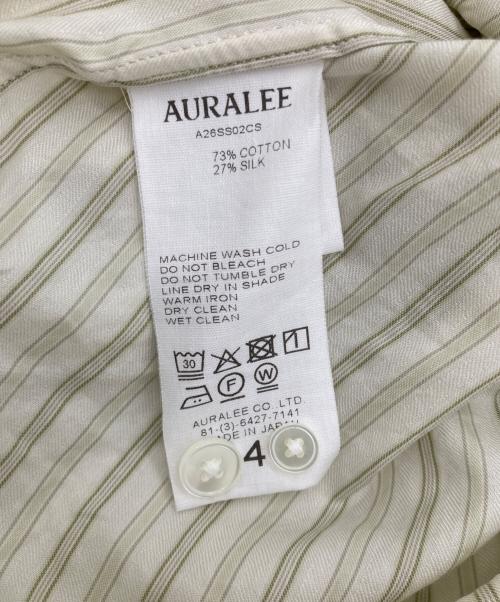 AURALEE（オーラリー）AURALEE (オーラリー) COTTON SILK STRIPE STAND COLLAR SHIRT ストライプ スタンドカラー シャツ ベージュ サイズ:SIZE4の古着・服飾アイテム