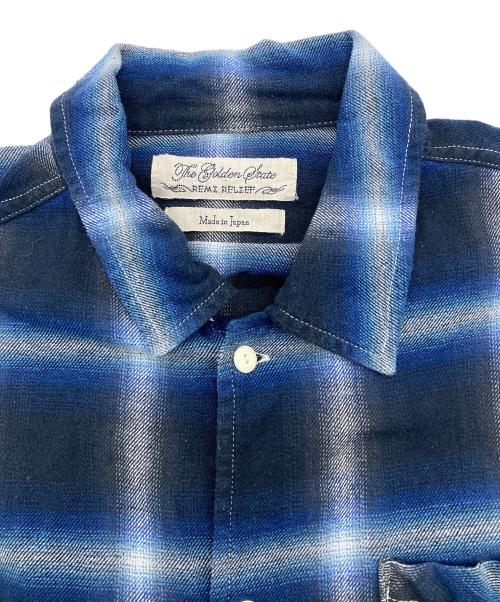 REMI RELIEF（レミレリーフ）REMI RELIEF (レミレリーフ) オンブレネルチェックシャツ ブルー サイズ:Lの古着・服飾アイテム