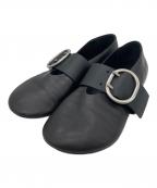 JIL SANDERジルサンダー）の古着「Cannolo Buckle Strap Leather Flat」｜ブラック