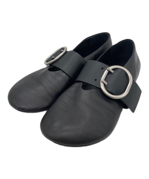 JIL SANDER（ジルサンダー）JIL SANDER (ジルサンダー) Cannolo Buckle Strap Leather Flat ブラック サイズ:38の古着・服飾アイテム