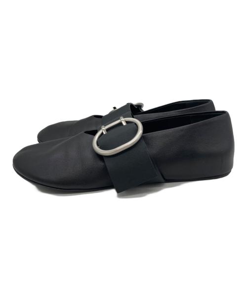 JIL SANDER（ジルサンダー）JIL SANDER (ジルサンダー) Cannolo Buckle Strap Leather Flat ブラック サイズ:38の古着・服飾アイテム