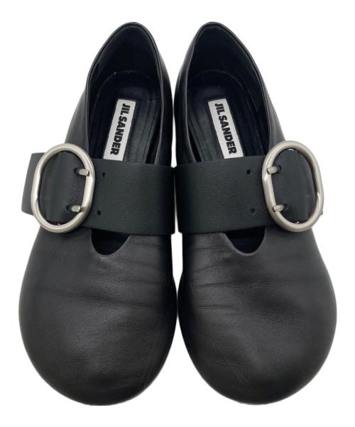 JIL SANDER（ジルサンダー）JIL SANDER (ジルサンダー) Cannolo Buckle Strap Leather Flat ブラック サイズ:38の古着・服飾アイテム