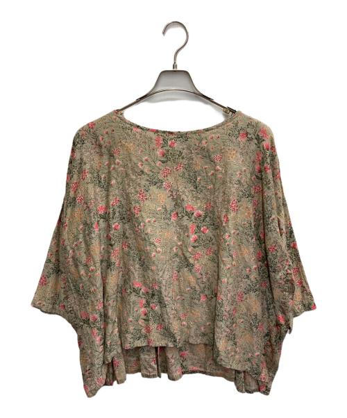 SOIL（ソイル）SOIL (ソイル) シルクコットン花柄ブラウス グレー サイズ:SIZE1の古着・服飾アイテム