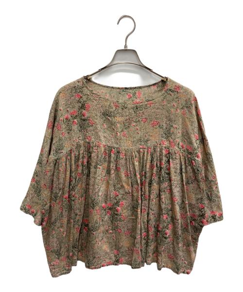 SOIL（ソイル）SOIL (ソイル) シルクコットン花柄ブラウス グレー サイズ:SIZE1の古着・服飾アイテム