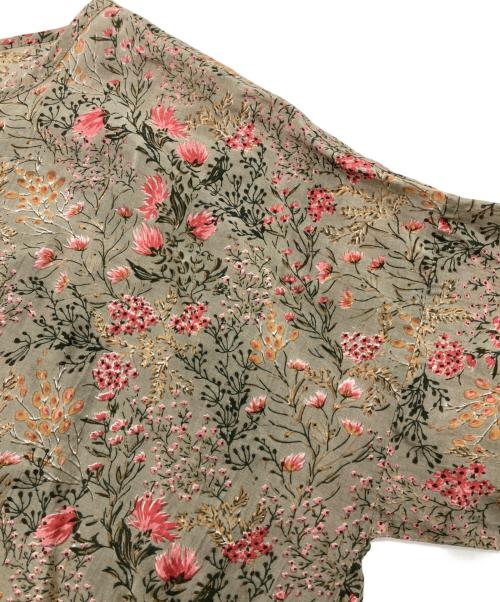 SOIL（ソイル）SOIL (ソイル) シルクコットン花柄ブラウス グレー サイズ:SIZE1の古着・服飾アイテム