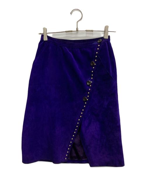 Yves Saint Laurent（イヴサンローラン）Yves Saint Laurent (イヴサンローラン) スタッズスエードスカート パープル サイズ:36の古着・服飾アイテム