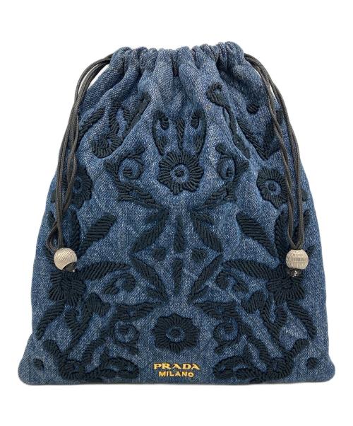 PRADA（プラダ）PRADA (プラダ) デニム巾着ポーチ インディゴの古着・服飾アイテム