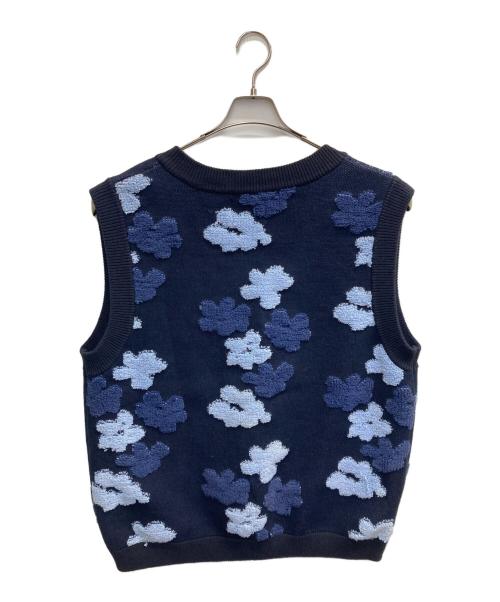 son of the cheese（（サノバチーズ））SON OF THE CHEESE (（サノバチーズ）) Flower Pattern Knit Vest ネイビー サイズ:Ｌの古着・服飾アイテム