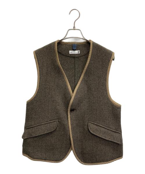 ts(s)（ティーエスエス）ts(s) (ティーエスエス) HERRINGBONE WOOL NYLON DOUBLE CLOTH BACK SLIT VEST ベージュ サイズ:2の古着・服飾アイテム