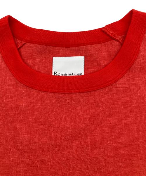 RE MADE IN TOKYO JAPAN（アールイーメイドイントウキョウジャパン）Re made in tokyo japan (アールイーメイドイントウキョウジャパン) フレンチリネンTシャツ レッド サイズ:Ｌの古着・服飾アイテム