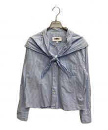 MM6 Maison Margiela（エムエムシックスメゾンマルジェラ）の古着「ストライプシャツ」｜ホワイト×ブルー