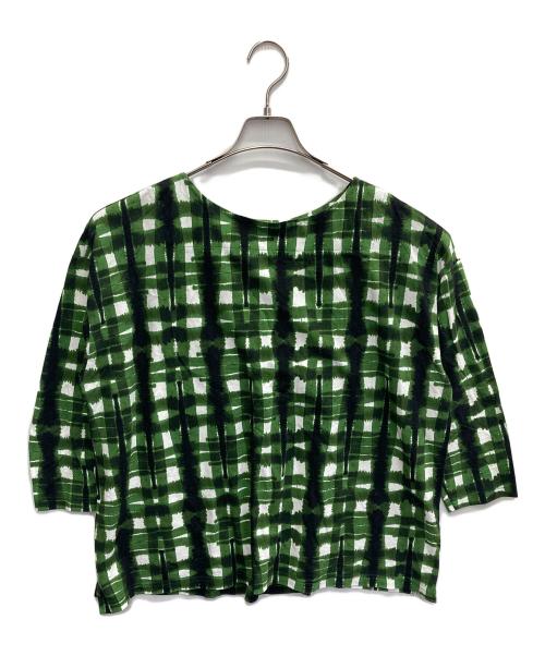 plantation（プランテーション）Plantation (プランテーション) ニジミチェックカットソー グリーン サイズ:2の古着・服飾アイテム