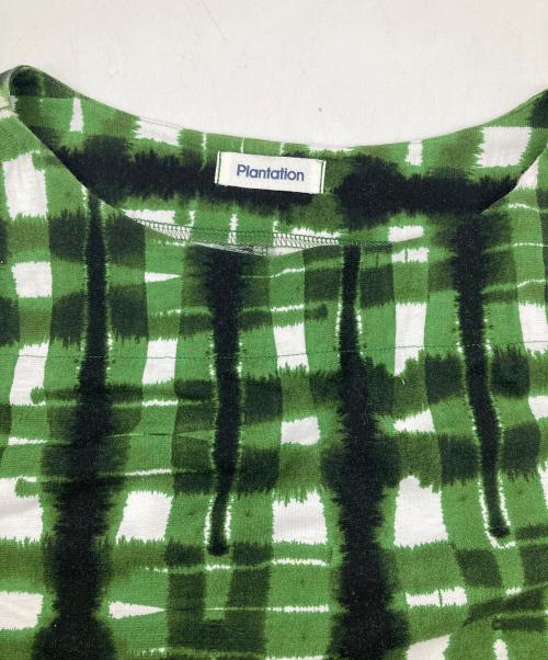 plantation（プランテーション）Plantation (プランテーション) ニジミチェックカットソー グリーン サイズ:2の古着・服飾アイテム