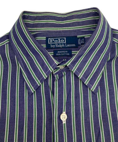 POLO RALPH LAUREN（ポロ・ラルフローレン）POLO RALPH LAUREN (ポロ・ラルフローレン) ストライプシャツ パープル サイズ:16　1/2の古着・服飾アイテム