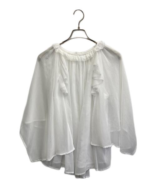 L'AUBE BLANC（ローブ ブラン）L'AUBE BLANC (ローブ ブラン) Ruffle chiffon Blouse ホワイト サイズ:FREEの古着・服飾アイテム