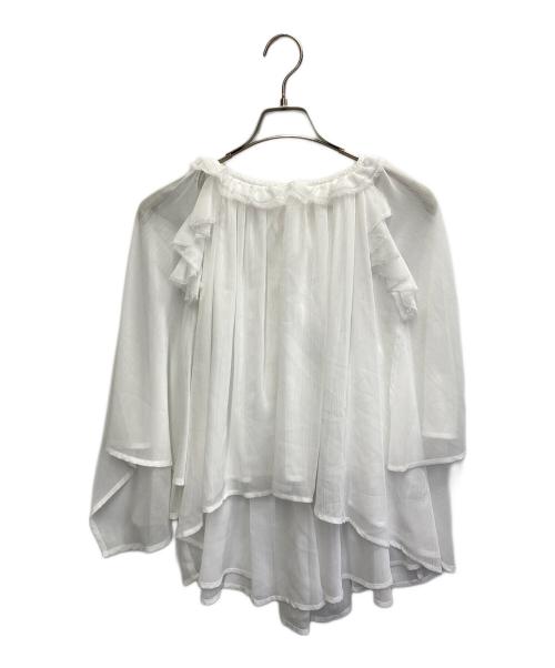 L'AUBE BLANC（ローブ ブラン）L'AUBE BLANC (ローブ ブラン) Ruffle chiffon Blouse ホワイト サイズ:FREEの古着・服飾アイテム