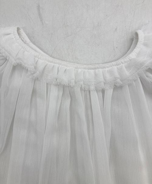 L'AUBE BLANC（ローブ ブラン）L'AUBE BLANC (ローブ ブラン) Ruffle chiffon Blouse ホワイト サイズ:FREEの古着・服飾アイテム