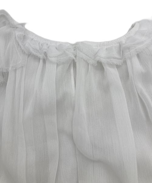 L'AUBE BLANC（ローブ ブラン）L'AUBE BLANC (ローブ ブラン) Ruffle chiffon Blouse ホワイト サイズ:FREEの古着・服飾アイテム