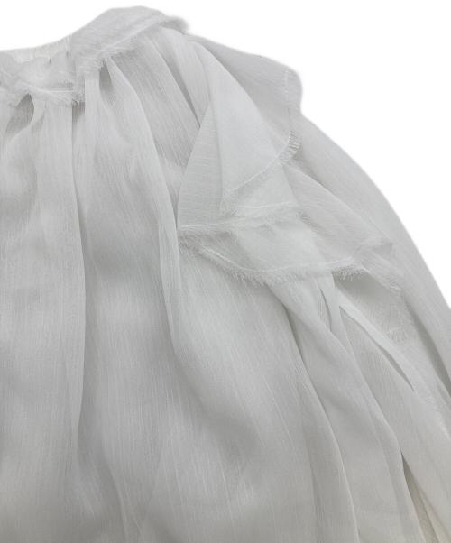 L'AUBE BLANC（ローブ ブラン）L'AUBE BLANC (ローブ ブラン) Ruffle chiffon Blouse ホワイト サイズ:FREEの古着・服飾アイテム