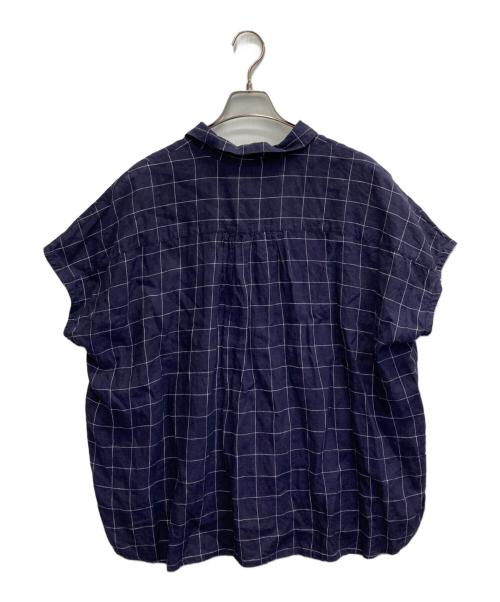 nest Robe（ネストローブ）nest Robe (ネストローブ) リネンチェックオープンカラーシャツ ネイビー サイズ:FREEの古着・服飾アイテム