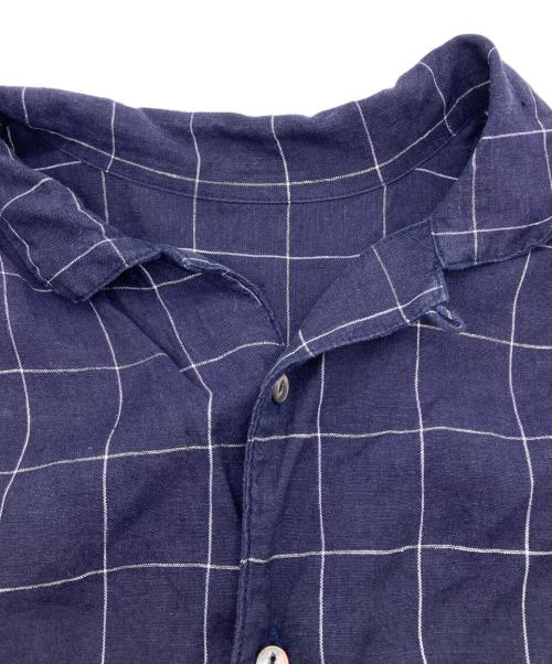 nest Robe（ネストローブ）nest Robe (ネストローブ) リネンチェックオープンカラーシャツ ネイビー サイズ:FREEの古着・服飾アイテム