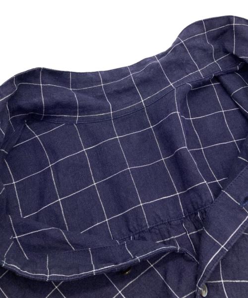 nest Robe（ネストローブ）nest Robe (ネストローブ) リネンチェックオープンカラーシャツ ネイビー サイズ:FREEの古着・服飾アイテム