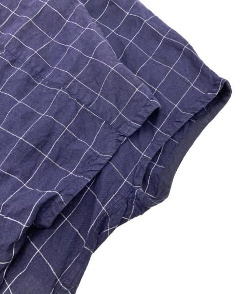 nest Robe（ネストローブ）nest Robe (ネストローブ) リネンチェックオープンカラーシャツ ネイビー サイズ:FREEの古着・服飾アイテム