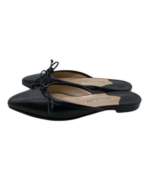 Manolo Blahnik（マノロ ブラニク）Manolo Blahnik (マノロ ブラニク) フラットミュール BALLERIMU NAPPA ブラック サイズ:24の古着・服飾アイテム