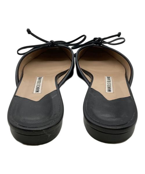 Manolo Blahnik（マノロ ブラニク）Manolo Blahnik (マノロ ブラニク) フラットミュール BALLERIMU NAPPA ブラック サイズ:24の古着・服飾アイテム