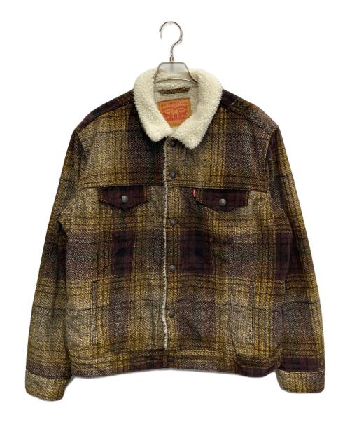 LEVI'S（リーバイス）LEVI'S (リーバイス) コーデュロイ チェック シェルパ トラッカージャケット ブラウン サイズ:Lの古着・服飾アイテム