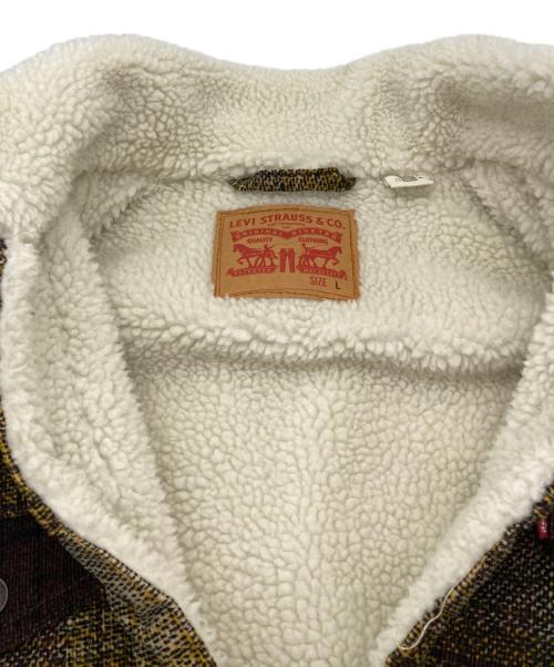 LEVI'S（リーバイス）LEVI'S (リーバイス) コーデュロイ チェック シェルパ トラッカージャケット ブラウン サイズ:Lの古着・服飾アイテム
