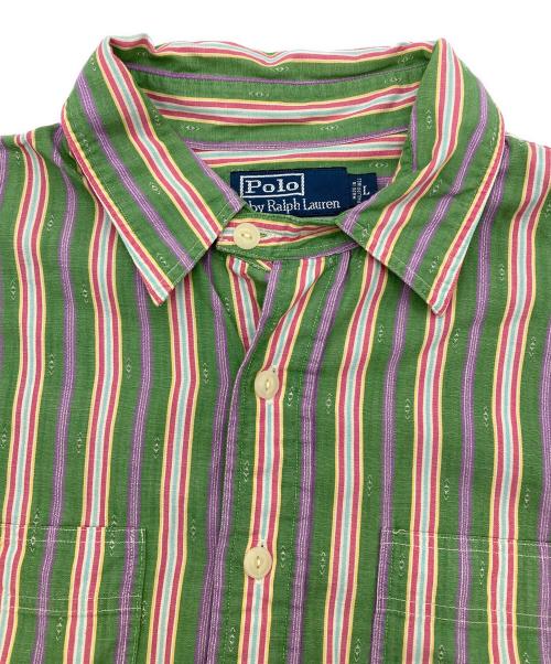POLO RALPH LAUREN（ポロ・ラルフローレン）POLO RALPH LAUREN (ポロ・ラルフローレン) ストライプシャツ グリーン サイズ:Lの古着・服飾アイテム