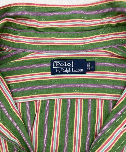POLO RALPH LAUREN（ポロ・ラルフローレン）POLO RALPH LAUREN (ポロ・ラルフローレン) ストライプシャツ グリーン サイズ:Lの古着・服飾アイテム