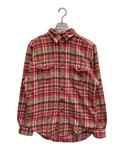 POLO RALPH LAUREN（ポロ・ラルフローレン）POLO RALPH LAUREN (ポロ・ラルフローレン) スエードエルボーパッチネルシャツ レッド サイズ:Mの古着・服飾アイテム