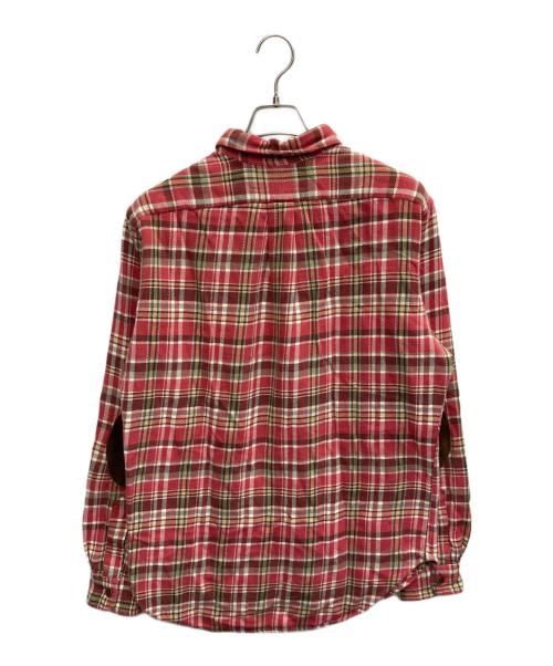POLO RALPH LAUREN（ポロ・ラルフローレン）POLO RALPH LAUREN (ポロ・ラルフローレン) スエードエルボーパッチネルシャツ レッド サイズ:Mの古着・服飾アイテム