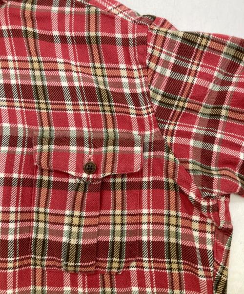 POLO RALPH LAUREN（ポロ・ラルフローレン）POLO RALPH LAUREN (ポロ・ラルフローレン) スエードエルボーパッチネルシャツ レッド サイズ:Mの古着・服飾アイテム