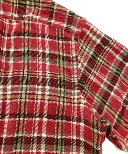 POLO RALPH LAUREN（ポロ・ラルフローレン）POLO RALPH LAUREN (ポロ・ラルフローレン) スエードエルボーパッチネルシャツ レッド サイズ:Mの古着・服飾アイテム