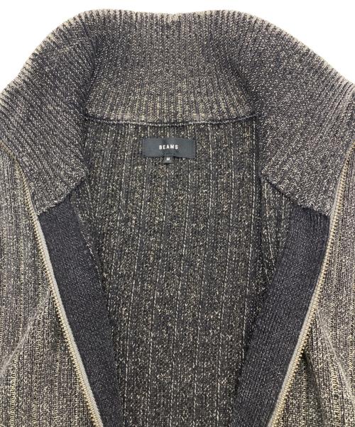 BEAMS（ビームス）BEAMS (ビームス) リラックスフィット フェード スタンド フルジップ ニット ブラック×ホワイト サイズ:Mの古着・服飾アイテム