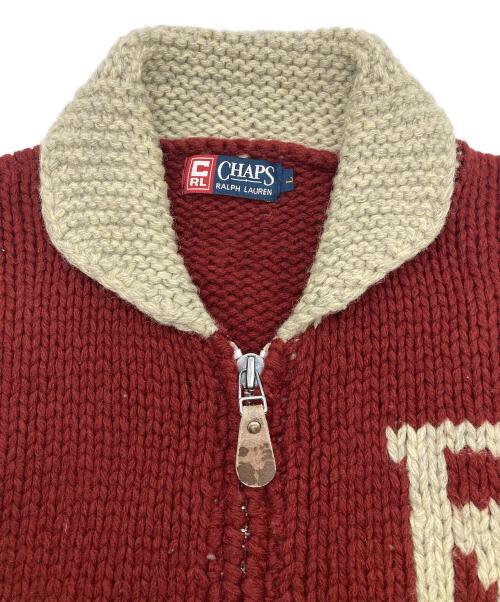 CHAPS RALPH LAUREN（チャップス ラルフローレン）CHAPS RALPH LAUREN (チャップス ラルフローレン) カウチンニットジャケット レッド サイズ:Lの古着・服飾アイテム