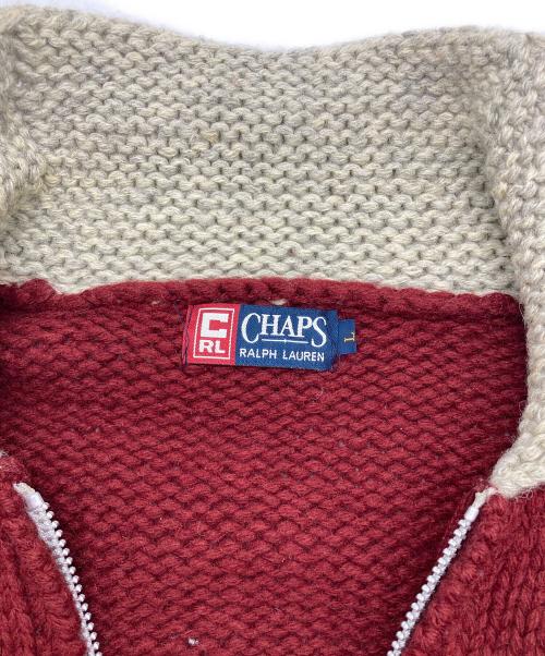 CHAPS RALPH LAUREN（チャップス ラルフローレン）CHAPS RALPH LAUREN (チャップス ラルフローレン) カウチンニットジャケット レッド サイズ:Lの古着・服飾アイテム