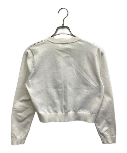 ROPE（ロペ）ROPE (ロペ) ヴィンテージスカーフプリントカーディガン ホワイト サイズ:Mの古着・服飾アイテム