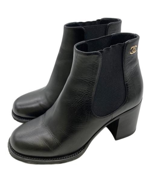 CHANEL（シャネル）CHANEL (シャネル) ココマークサイドゴアブーツ ブラック サイズ:34　1/2の古着・服飾アイテム
