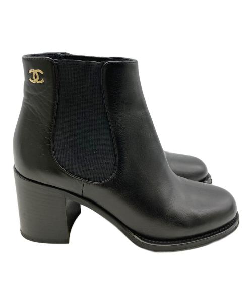 CHANEL（シャネル）CHANEL (シャネル) ココマークサイドゴアブーツ ブラック サイズ:34　1/2の古着・服飾アイテム