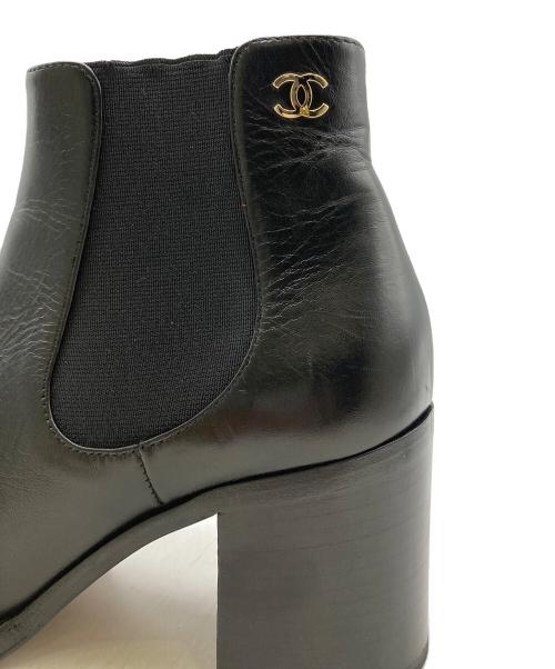 CHANEL（シャネル）CHANEL (シャネル) ココマークサイドゴアブーツ ブラック サイズ:34　1/2の古着・服飾アイテム