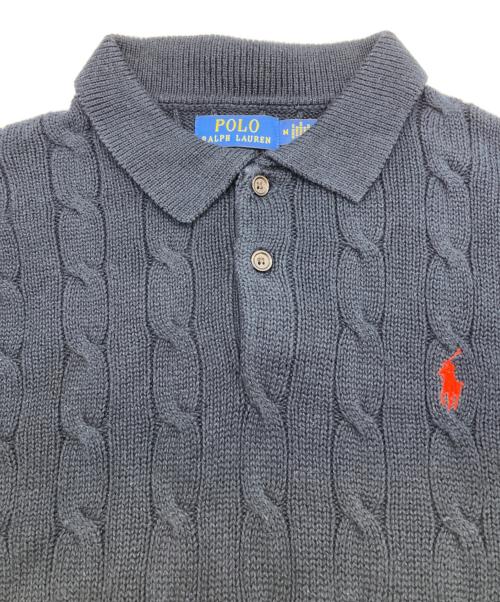 POLO RALPH LAUREN（ポロ・ラルフローレン）POLO RALPH LAUREN (ポロ・ラルフローレン) 半袖ケーブルニット ブラック サイズ:Mの古着・服飾アイテム
